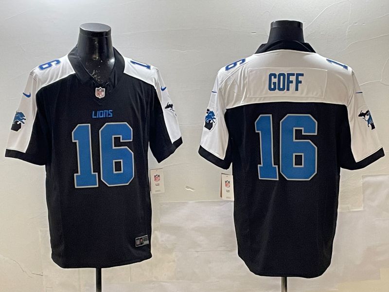 Men Detroit Lions #16 Goff Black Thanksgiving three generations 2025 Nike Limited NFL Jersey style 1->detroit lions->NFL Jersey